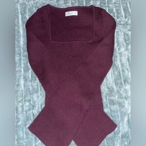 Hollister Maroon Square Neck Sweater